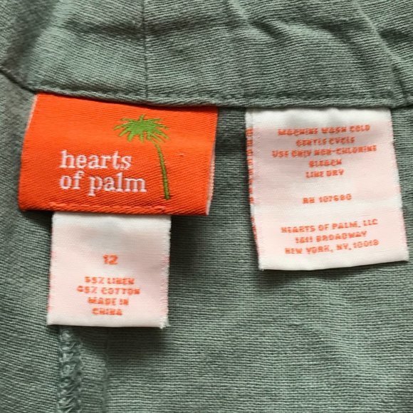 Hearts of Palm Women's Sage Green Linen, Cotton Blend Wide Leg Culottes Size 12 - Picture 6 of 9